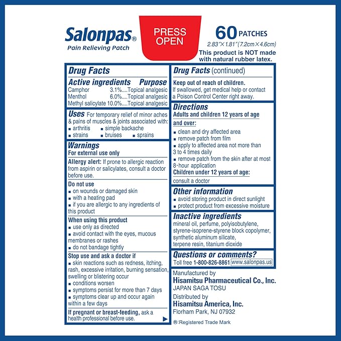 Salonplas - Parches analgésicos caja x 60 parches